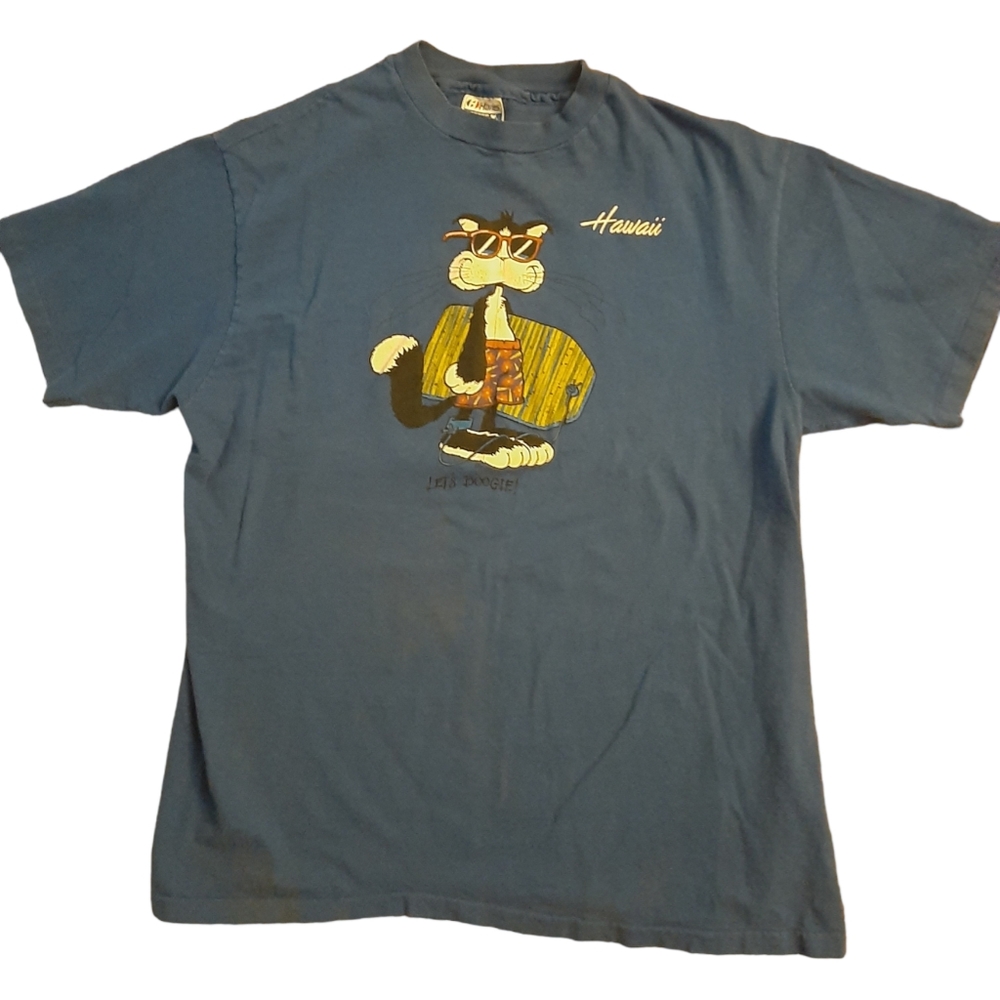 Vintage Single Stitch Hawaii Lets Boogie Cat Tshirt Size XL